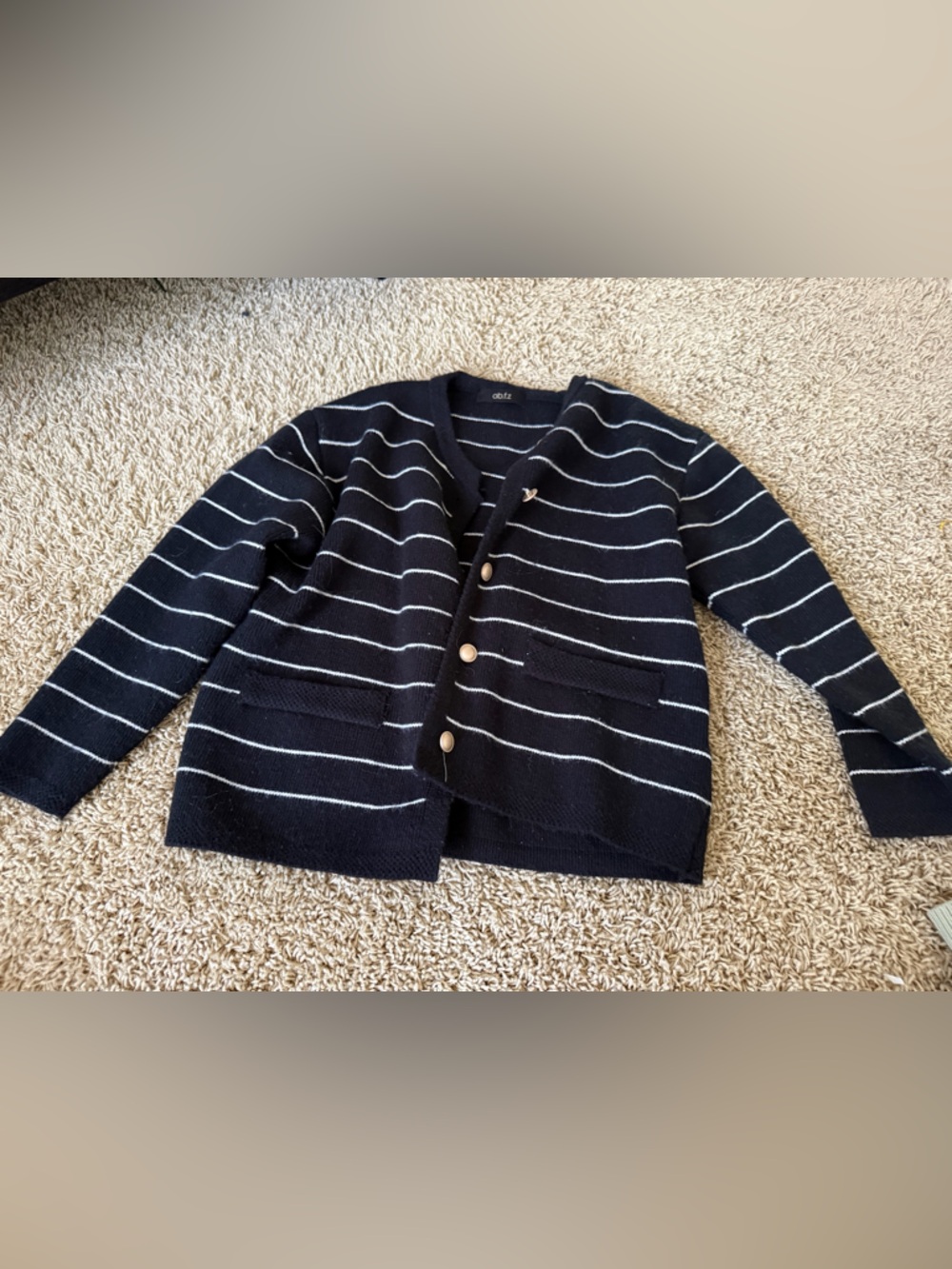vintage black and whitestriped cardigan